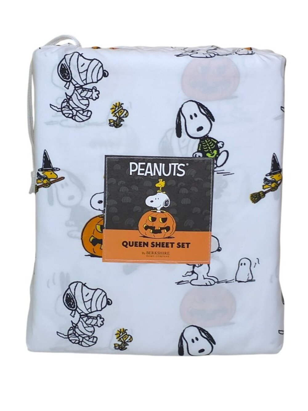 Peanuts Halloween Queen Sheet Set By Berkshire Snoopy & Woodstock Pumpkins